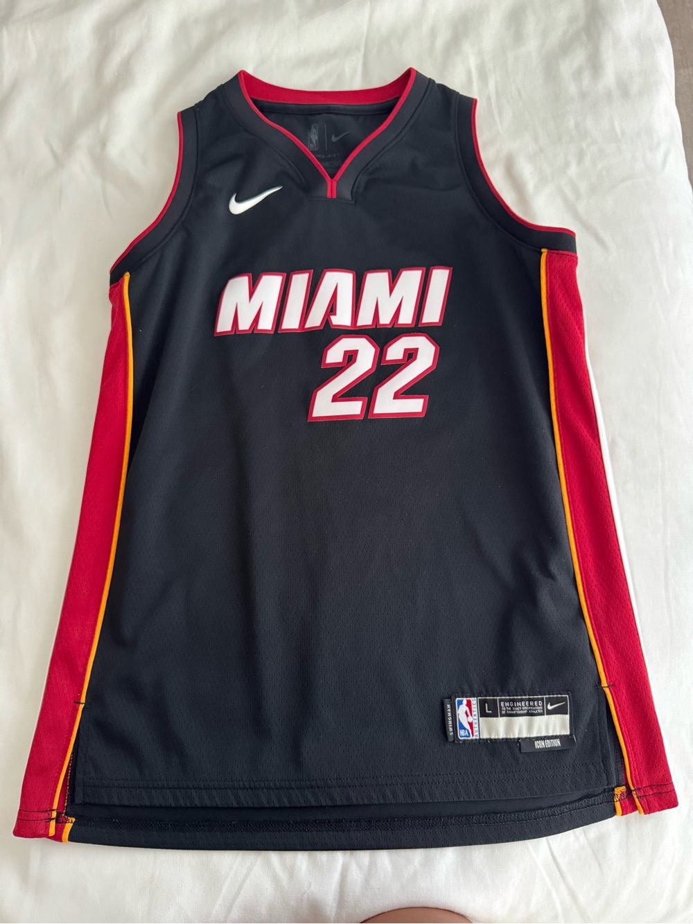 Nike Black Miami Heat #22 Basketball Jersey with Red and Gold Trim